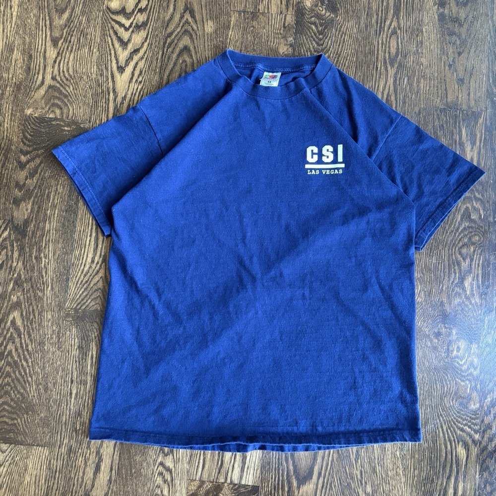 Vintage 2000s Las Vegas T-Shirt Crime Scene Investigation CSI TV Blue Men XL